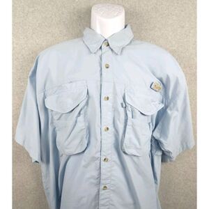 Columbia PFG Mens Button Down‎ Fishing Shirt Large Vented Blue